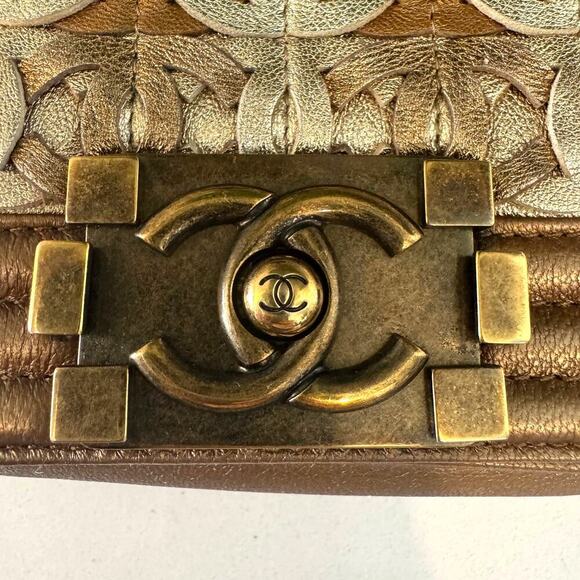 Chanel Small CC Cutout Boy Bag Bronze Gold Metallic Series 20 Authentic CoA - Picture 3 of 13